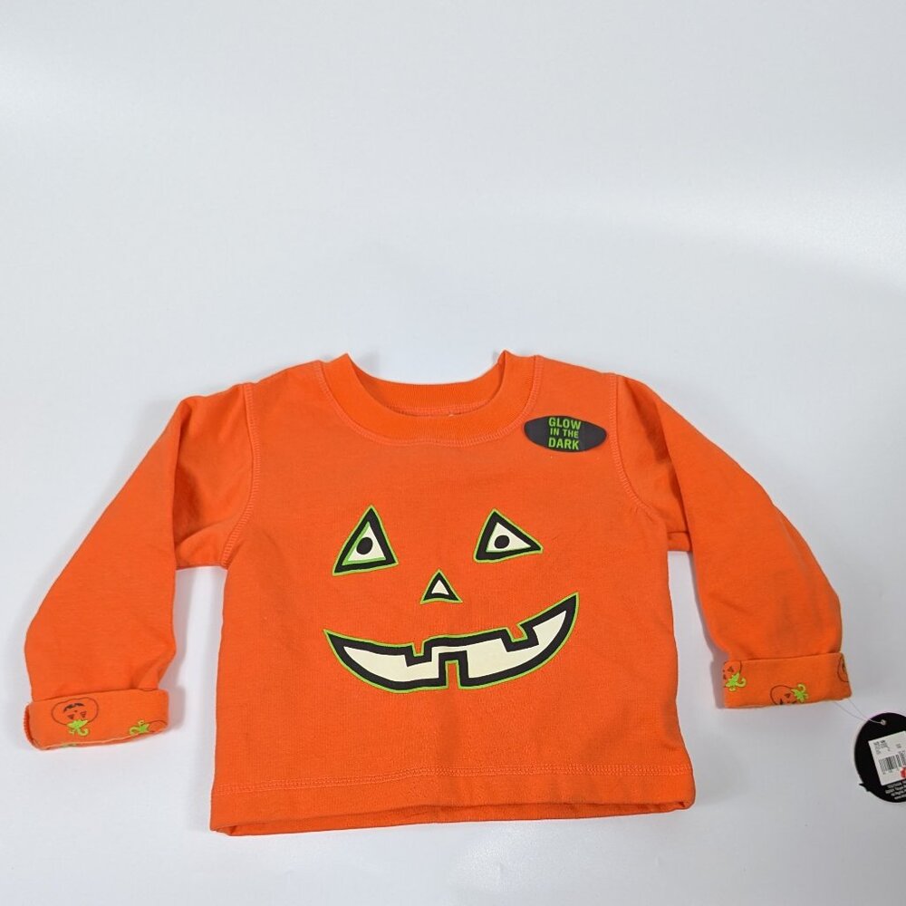 Target 18M Toddler Glow In the Dark Halloween Shirt Jack O' Lantern Pumpkin